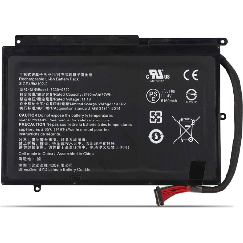3ICP4/56/102-2, RC30-0220 replacement Laptop Battery for Razer Blade Pro 17, Blade PRO 17 2019 4K UHD, 6160mah / 70wh, 11.4v