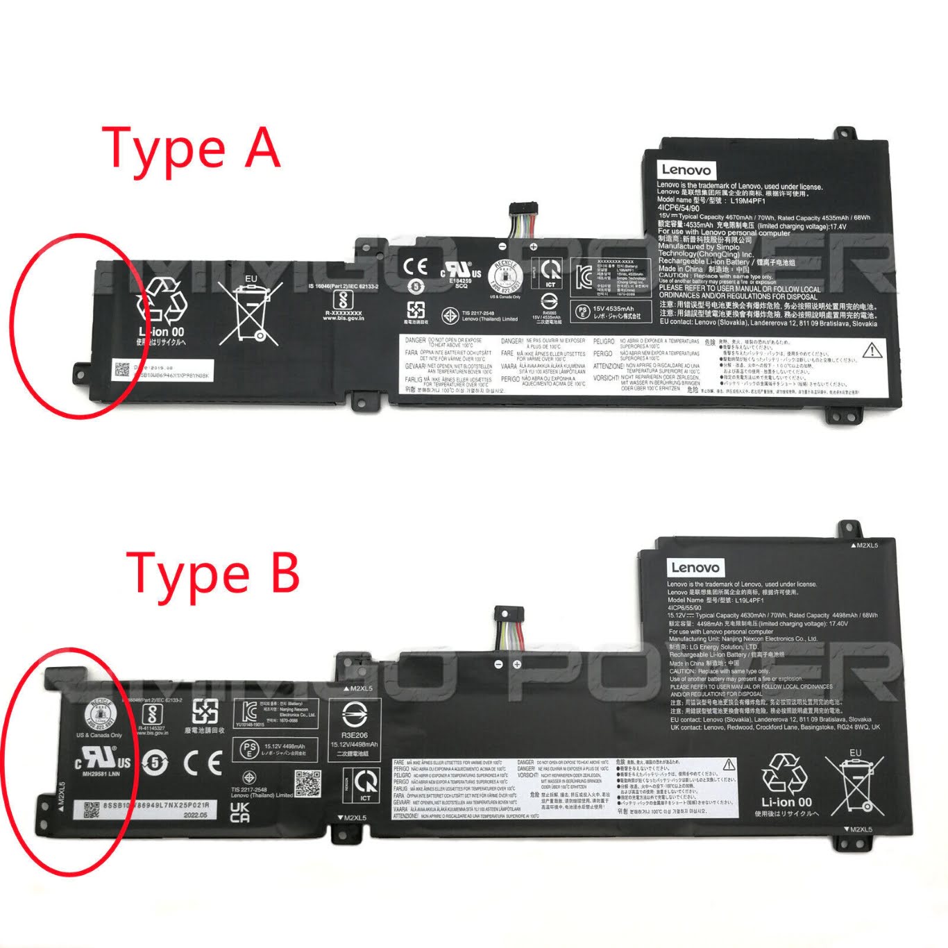 4ICP6/55/90, 5B10W86940 replacement Laptop Battery for Lenovo IdeaPad 5 15, IdeaPad 5 15ALC05 82LN000KPH, 15v / 15.12v / 15.2v, 70wh, 4 cells