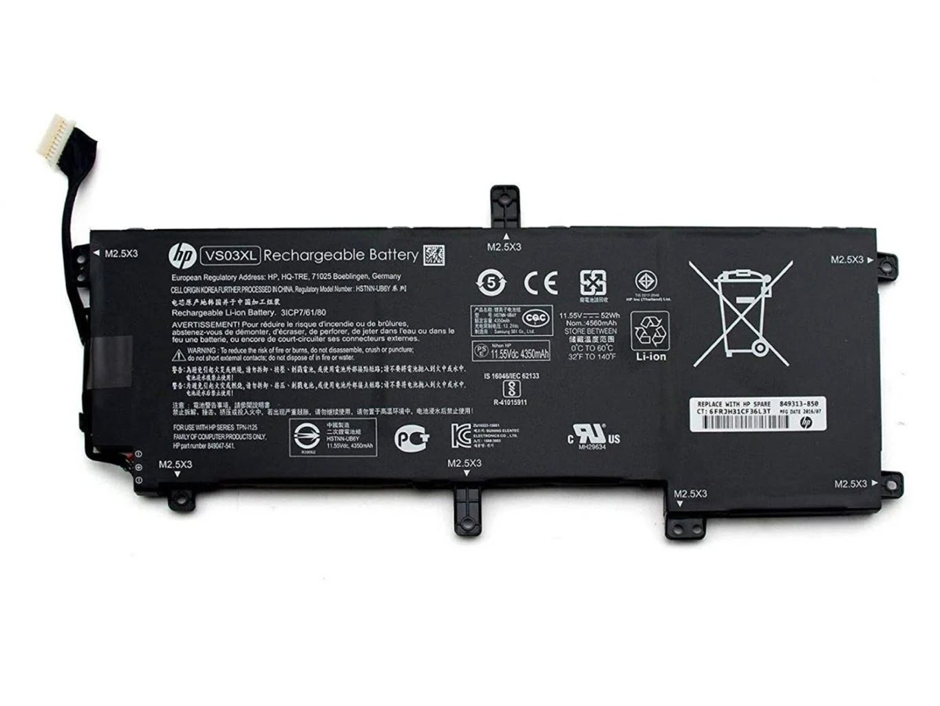 849047-541, 849313-850 replacement Laptop Battery for HP 106 ng, 132 ng, 11.55v, 52wh
