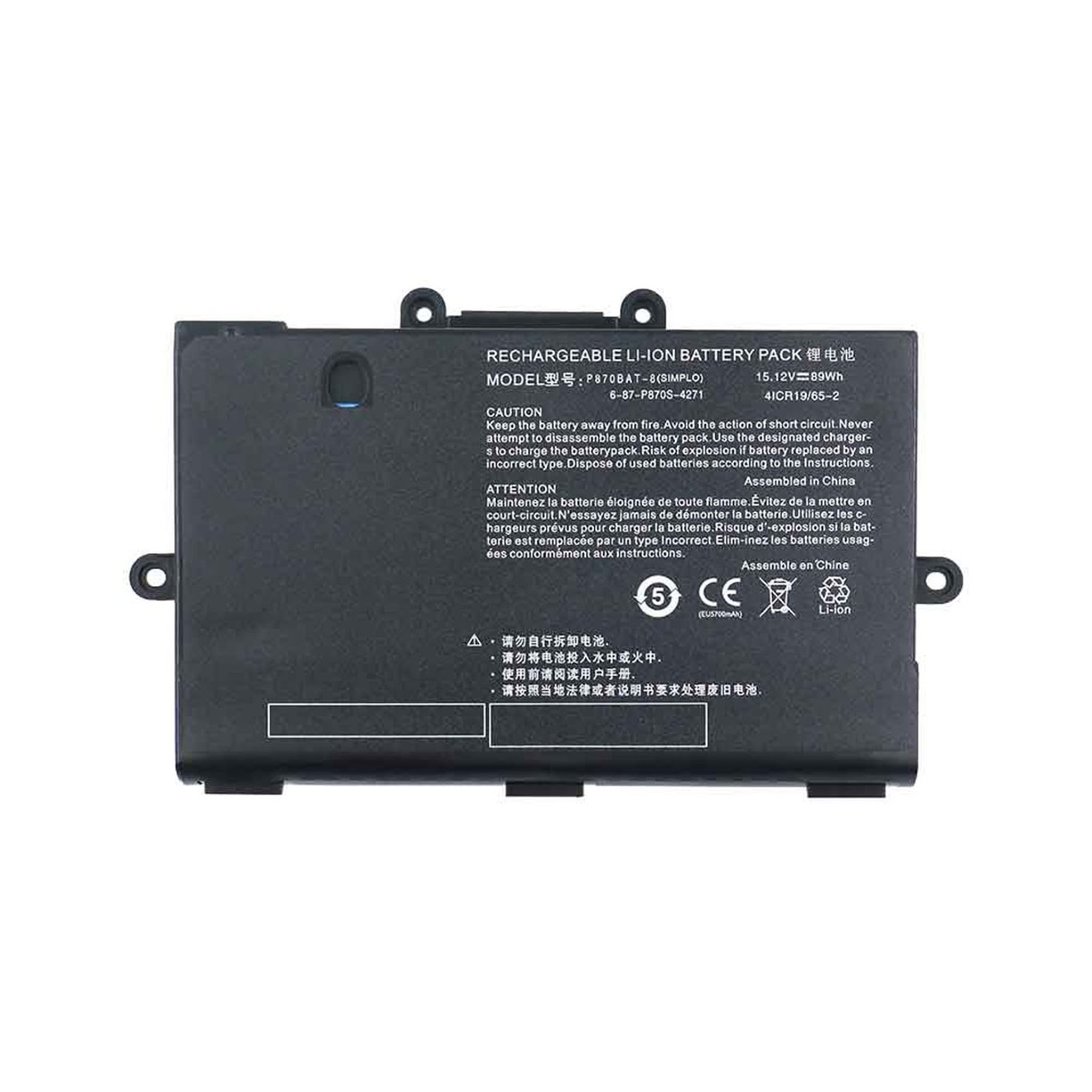 6-87-P870S-4271, 6-87-P870S-4272 replacement Laptop Battery for Clevo P775DM3, P8700S, 15.12v, 89wh