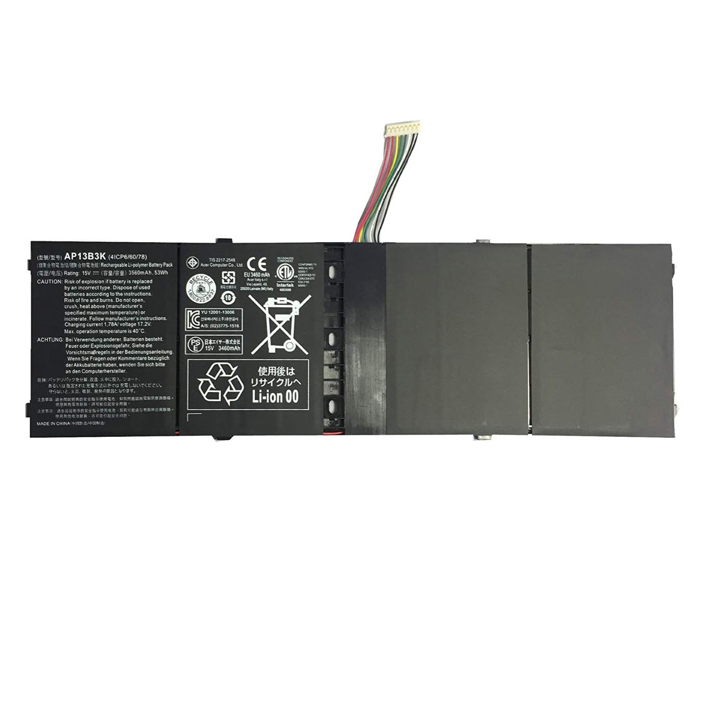 AL13B3K, AP13B8K replacement Laptop Battery for Acer Aspire M5-583, Aspire M5-583P, 15V, 3560mah / 53wh