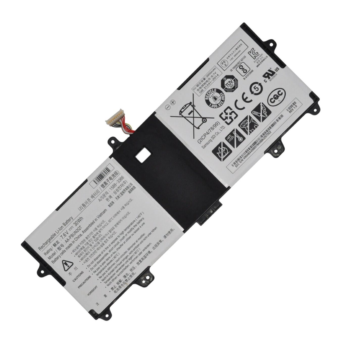 AA-PBUN2LT, AA-PBUN2QT replacement Laptop Battery for Samsung 900X3L-EG1, 900X3L-K01, 7.6V, 3950mah / 30wh, 2 cells