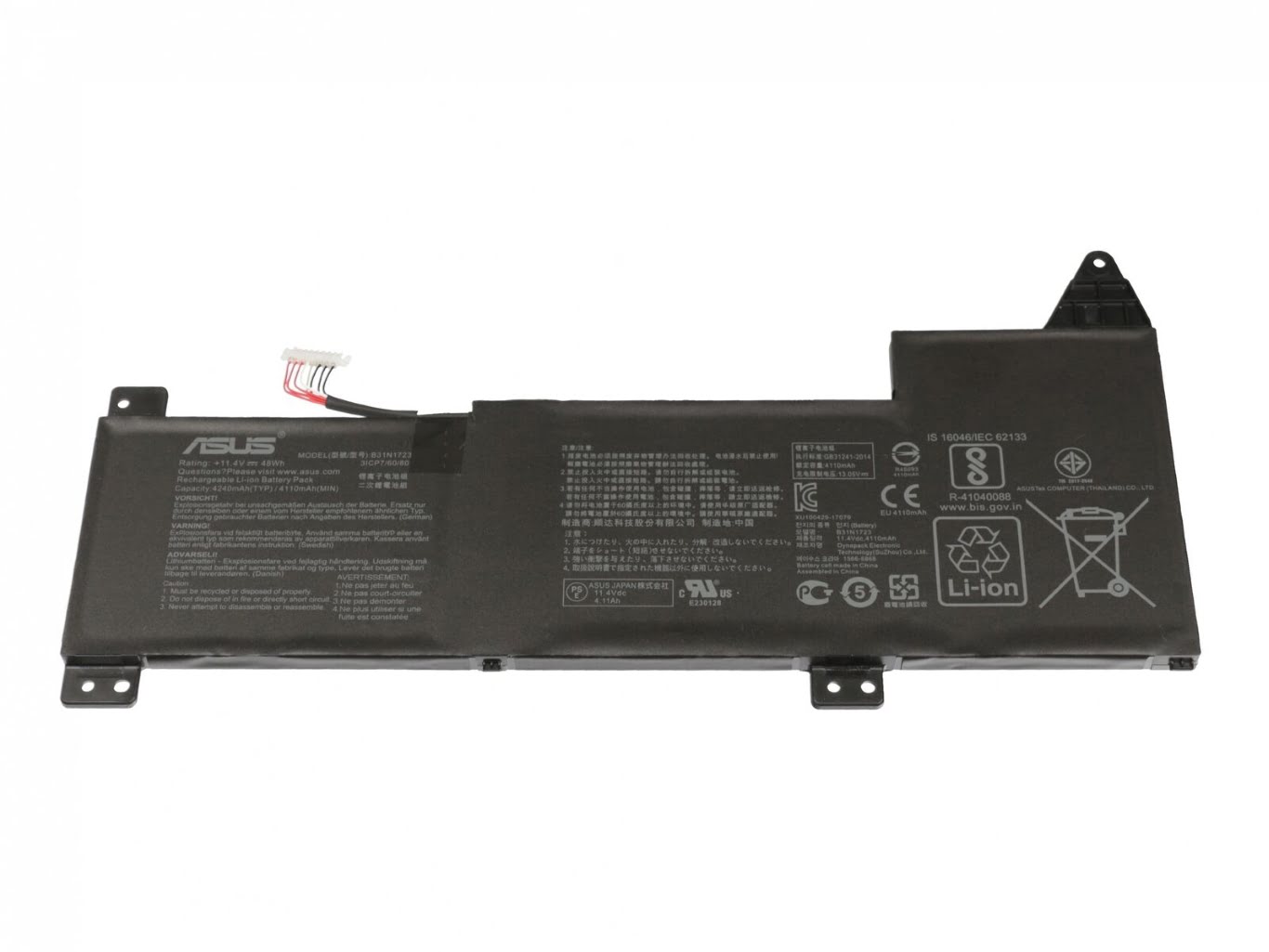 0B200-02850000, B31N1723 replacement Laptop Battery for Asus A570ZD, A570ZD-DM133T, 11.4v, 48wh, 3 cells