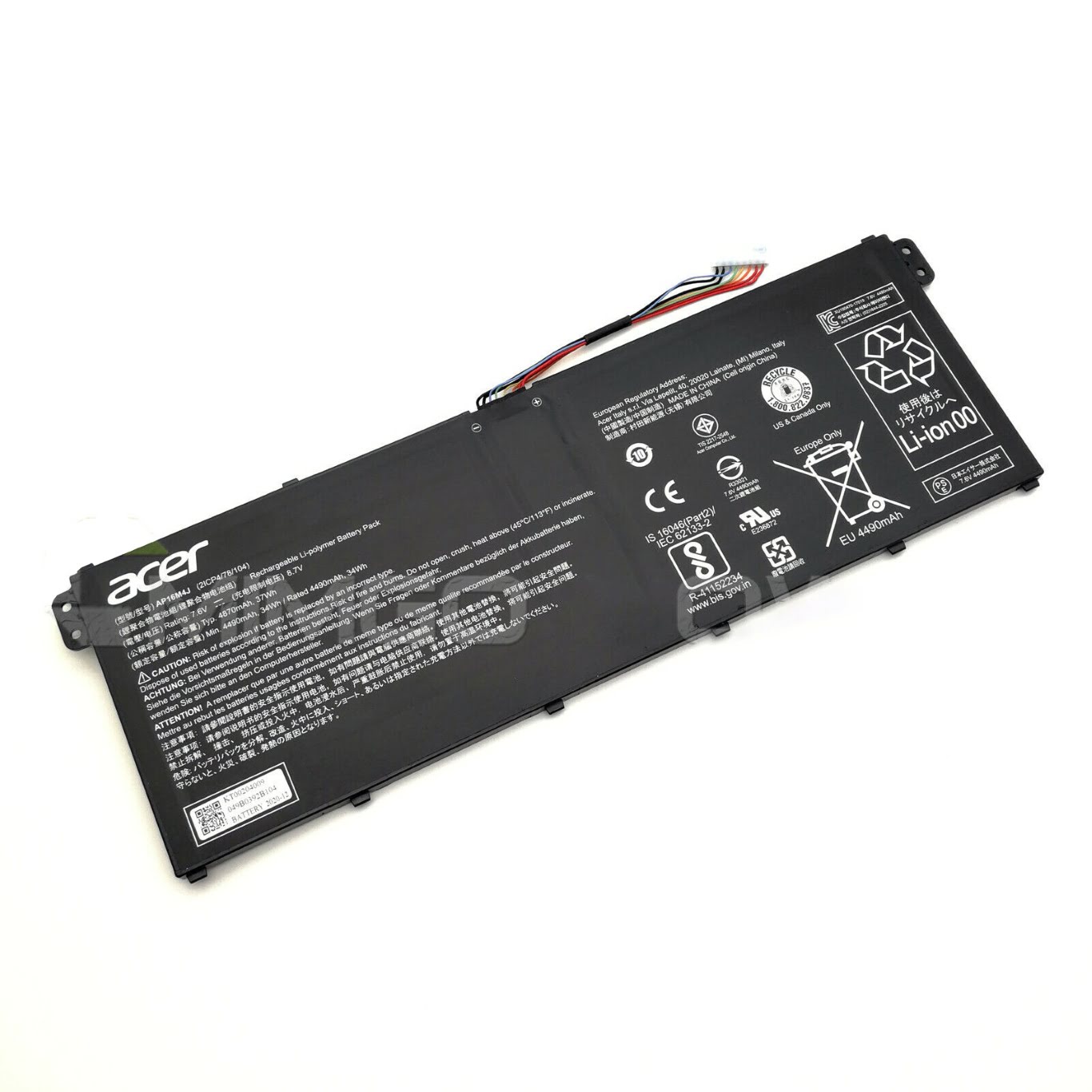 2Icp4/78/104, AP16M4J replacement Laptop Battery for Acer Aspire 3 A315-42, Aspire 3 A315-42-R0K6, 4870mah / 37wh, 7.6V