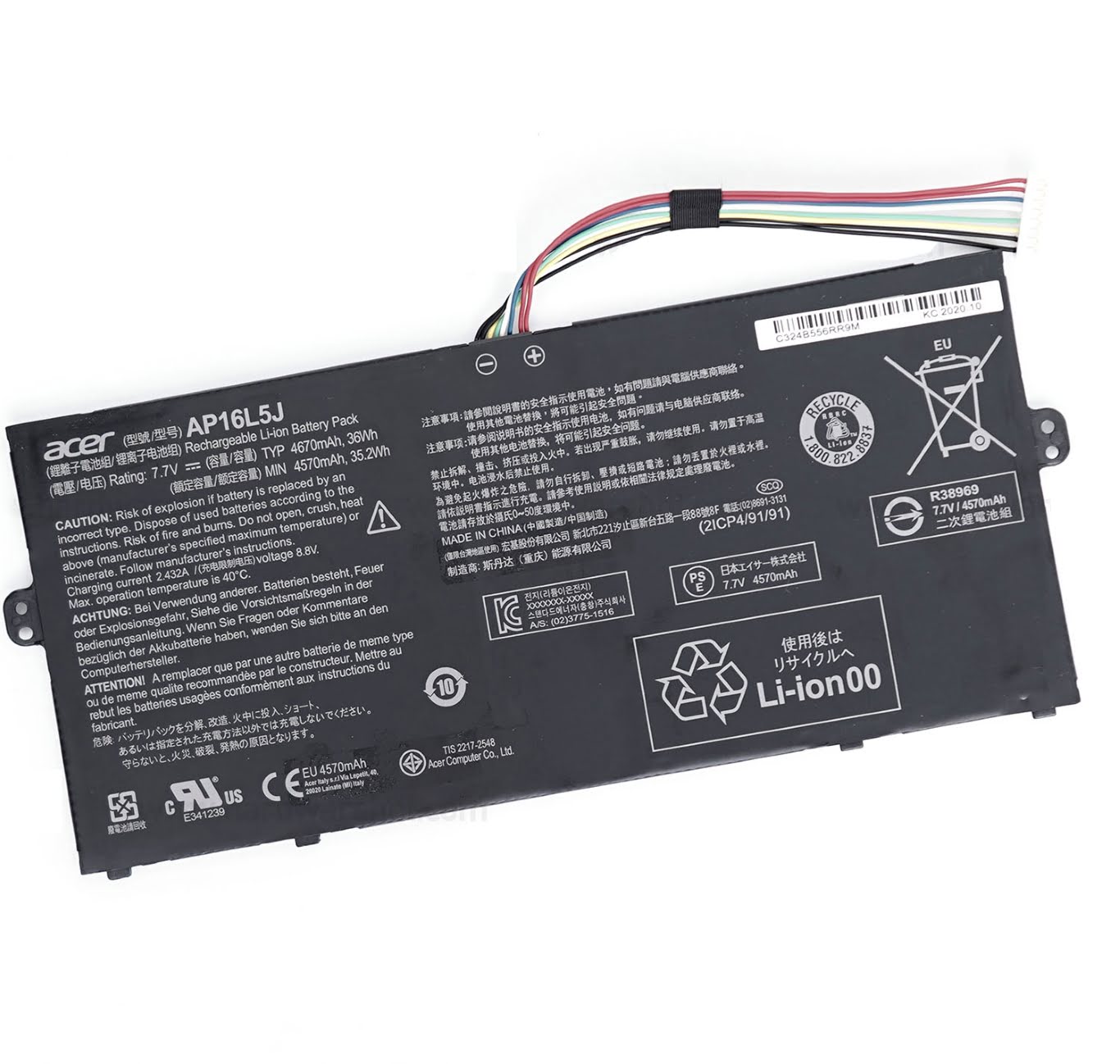 2ICP4/91/91, AP16L5J replacement Laptop Battery for Acer SF514-52T--52ZM, SF514-52T-526G, 4670mah / 36wh, 7.7v