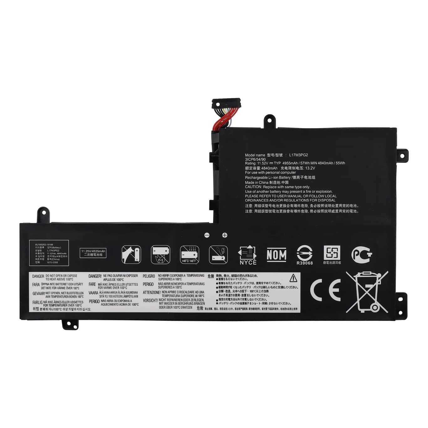 L17C3PG1, L17C3PG2 replacement Laptop Battery for Lenovo 81HC0007CD, Legion Y530 15ICH 81FV00JJAU, 11.4v, 52.5wh