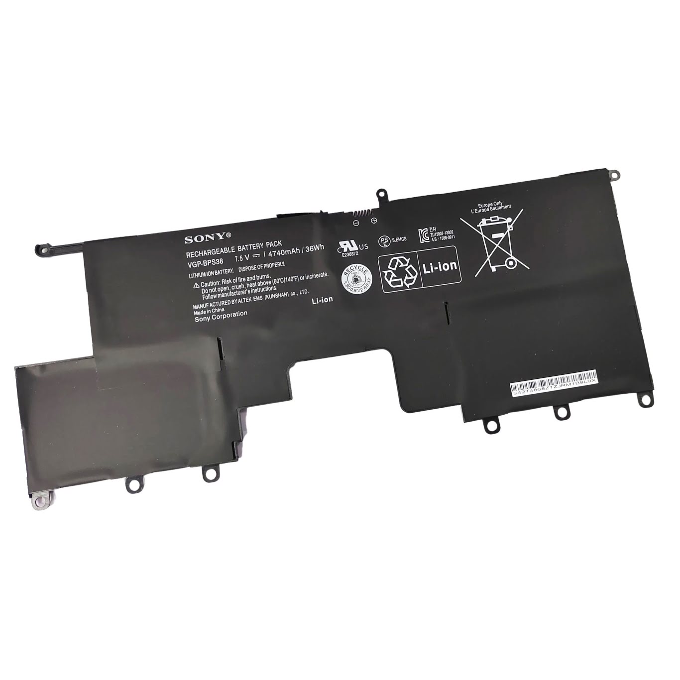 VGP-BPS38 replacement Laptop Battery for Sony P11226SCBI, P132100CR, 7.5v, 4740mah / 36wh